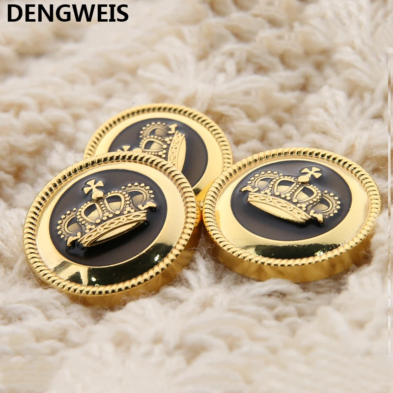 10pcs European Style Crown Design Vintage Clothing Buttons Diameter 23mm Golden Sewing Buttons British Style Jacket Coat Buttons