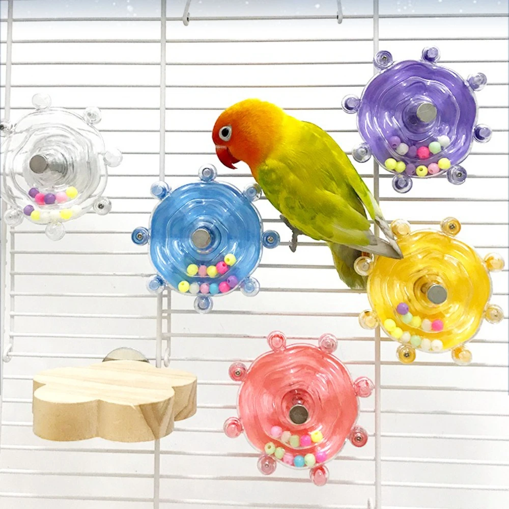 Parrot Toy Interactive Bird Cage Toy for Parrots Rotating Treat Dispenser for Mental Stimulation and Entertainment