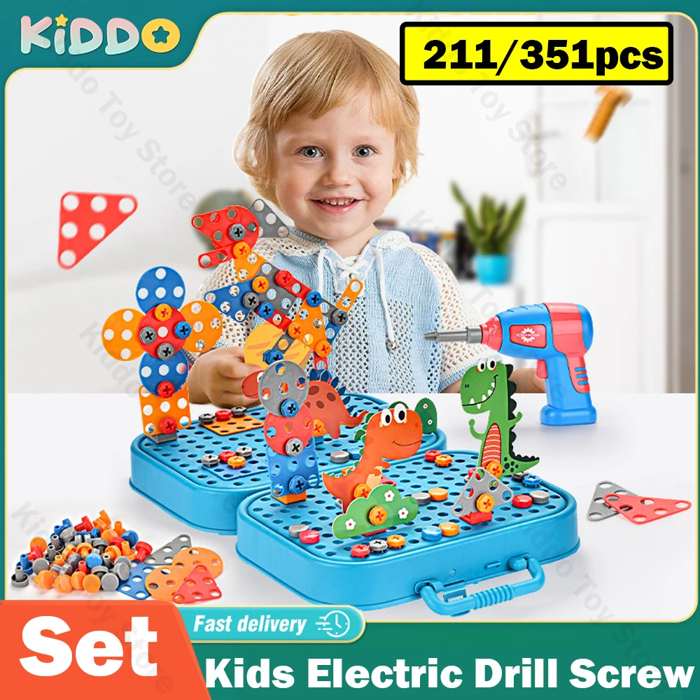 

Kids Electric Drill Screw Nut Puzzles Toys Pretend Play Tool Disassembly Assembly Drill 3D Puzzle Toys For Boy Children Gifts