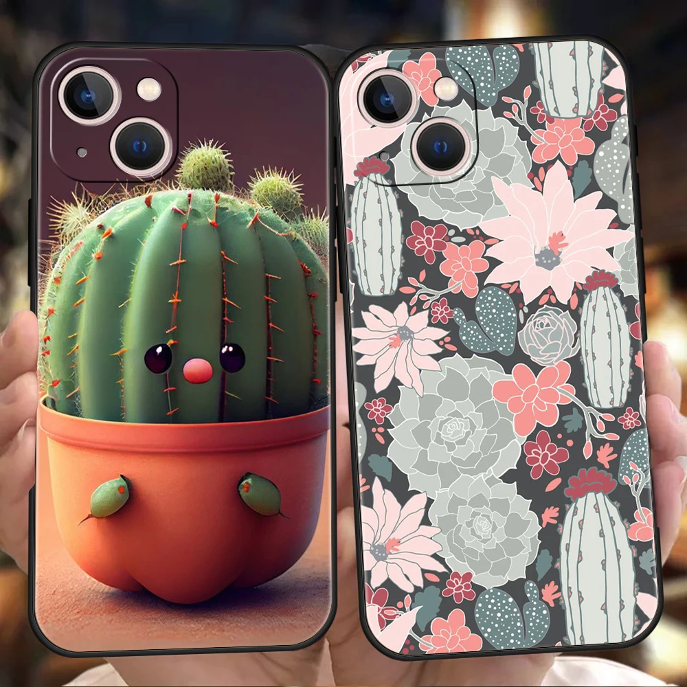 Plant Cactus Phone Case Cover for iPhone 15 14 13 12 Pro Max XR XS X 11 7 8  Plus 13 Mini Silicone Soft Fundas Shell Capas Bags