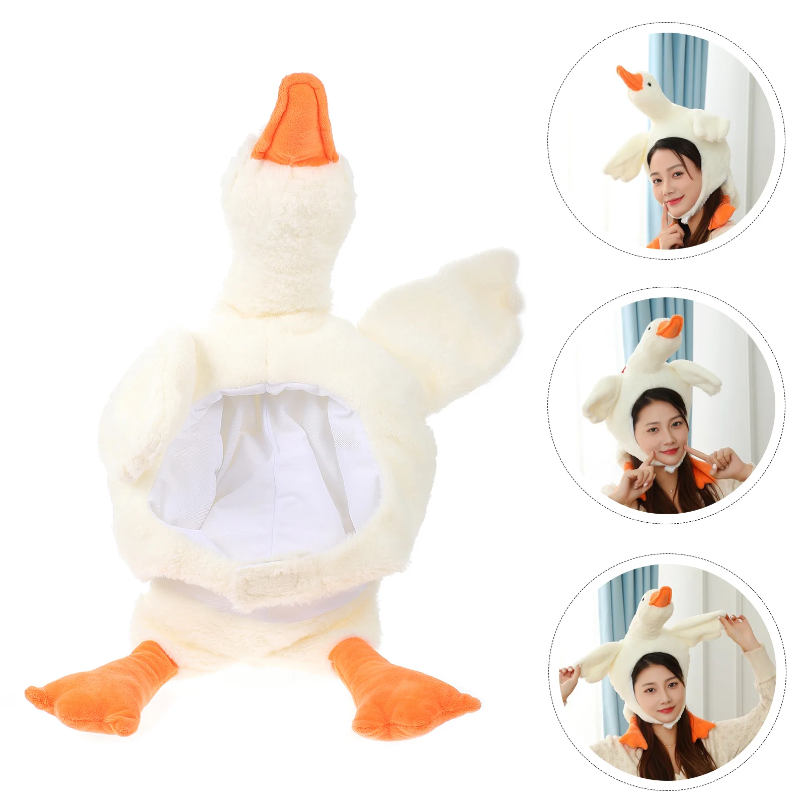 

White Goose Headgear Festive Headgear Hat Plush Hat Creative Party Photo Prop Headdress Decor Lovely Party Hat Accessories