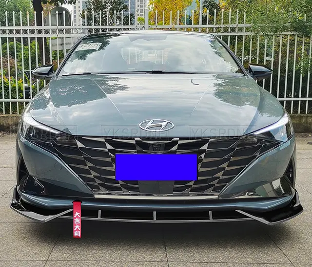 Gloss Black Front Bumper Lip Spoiler Kit For 2021 Hyundai Elantra - 3 Piece Body Kit, Easy Install 12 thumbnail image