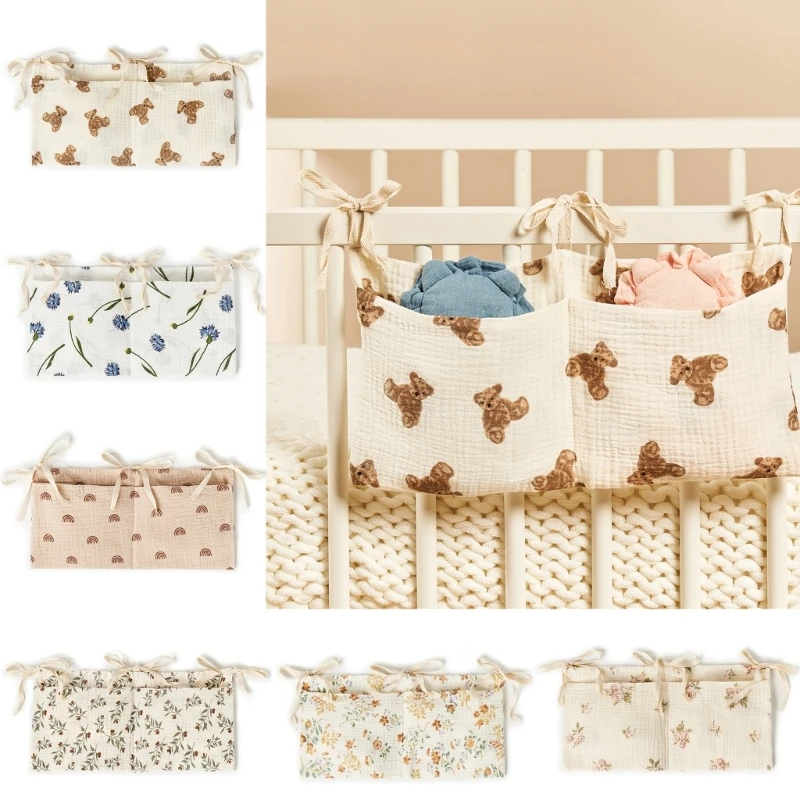 Storage Organizer Crib Bag 1PCS 39x20cm Large Baby Cotton Multifunctional Newborn Bed Headboard for Kids Bedding Diaper