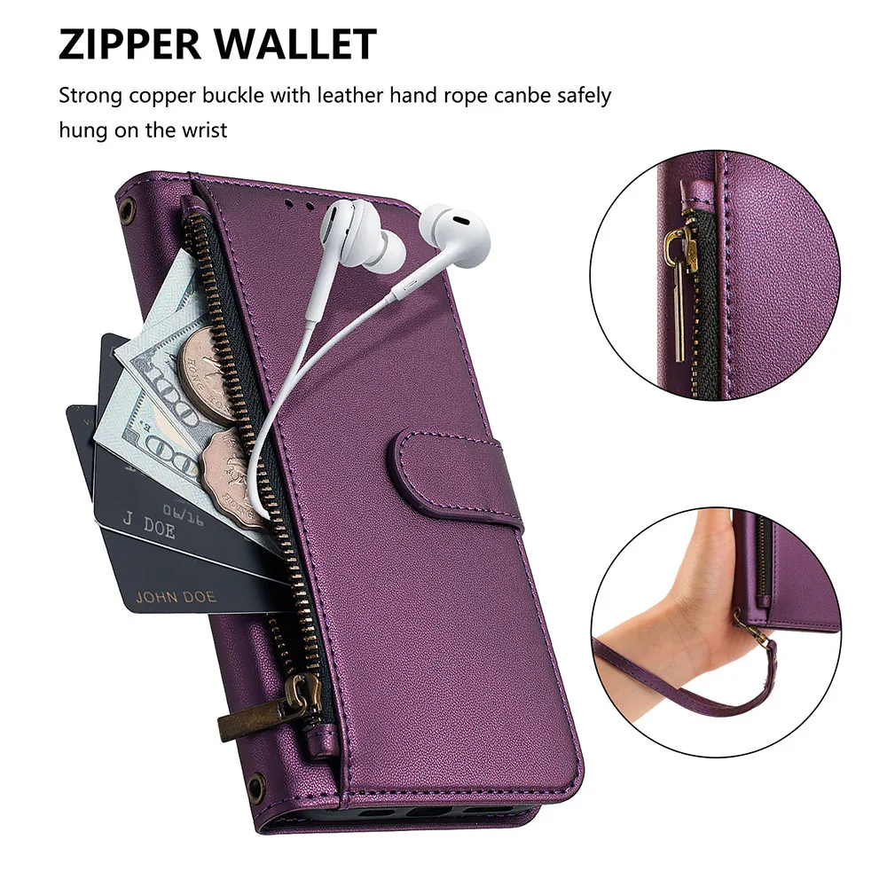 Zipper Wallet Leather Case - Shockproof Protective Phone Cover