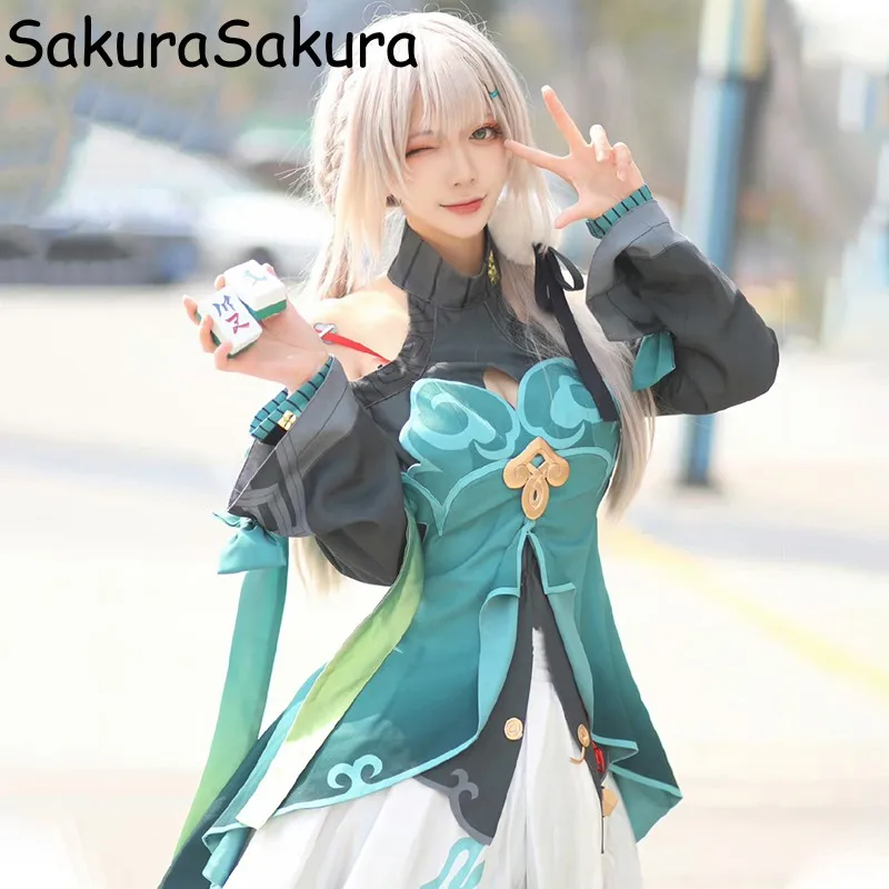 

Honkai Star Rail Cosplay Anime Qingque Build Byrn Apprill Cosplay Costumes Wig Uniform Outfit Halloween Party Women Costume