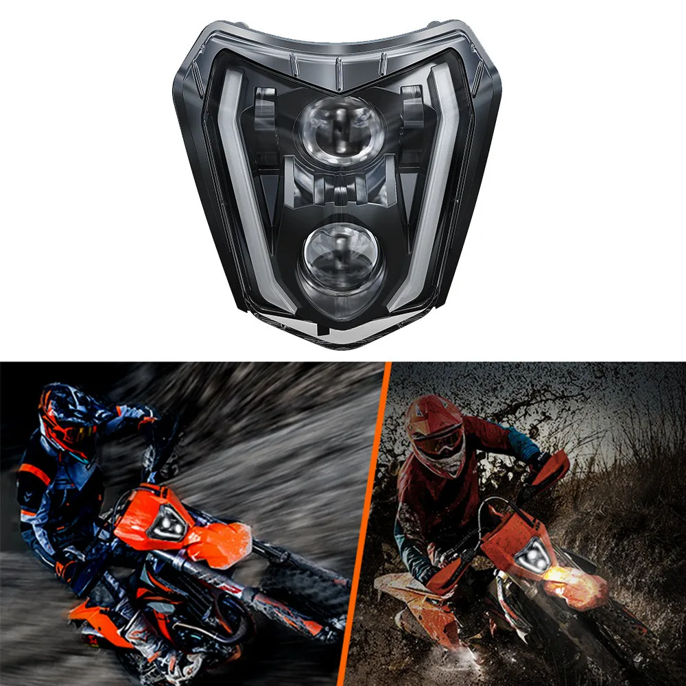 Motorcycle Led Headlight for 2012-2019 KTM Duke 690 Dirt Bike Headlight  with Halo for 2013-2017 KTM Duke 690R Motocross E-mark - AliExpress