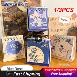 1/3PCS 2024 Desk Calendar Decoration Lovely Creative Opp Bag Paper Calendar 2024 Calendar Compact And Portable Pleasure