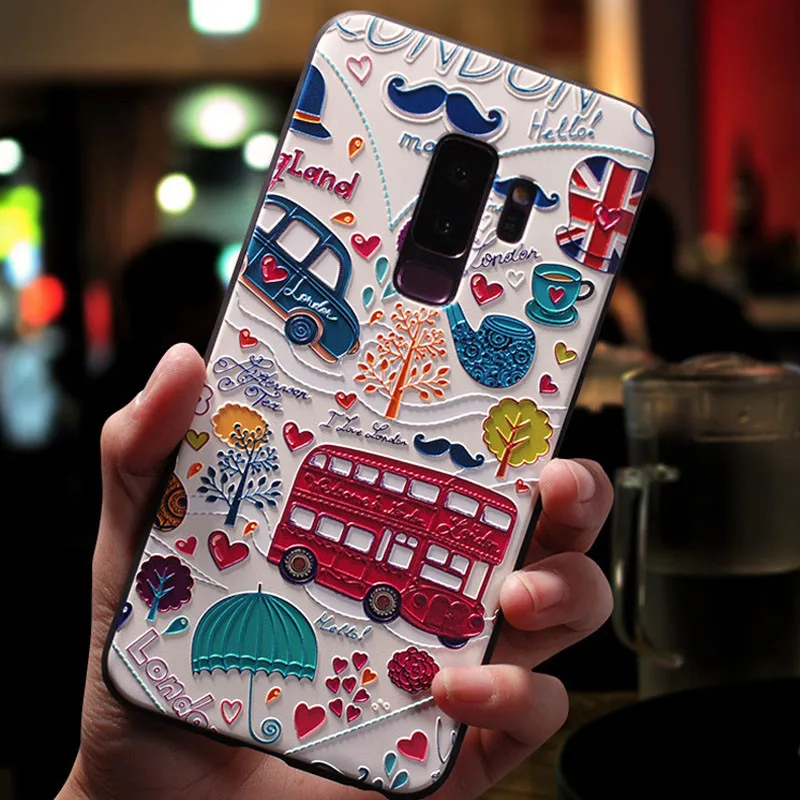 Charming 3D Embossed Black Silicone Protective Phone Cover