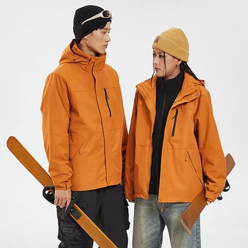 OhSunny Unisex Thermal Jackets Winter Plush Detachable Liner Camping Hiking 3 In 1 Soft Shell Coat Outdoor Windproof Waterproof 3