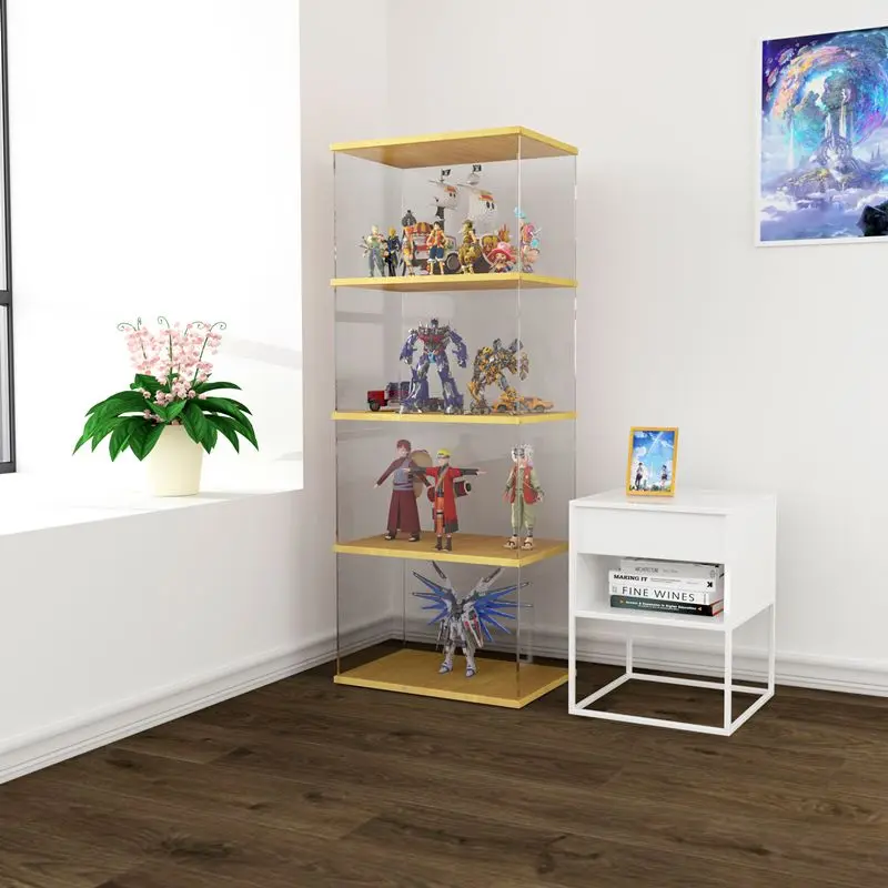 Solid Wood Transparent Storage Boxes, Stackable Dustproof Display Cabinet for Toys, Car Models, Building Blocks Display 3