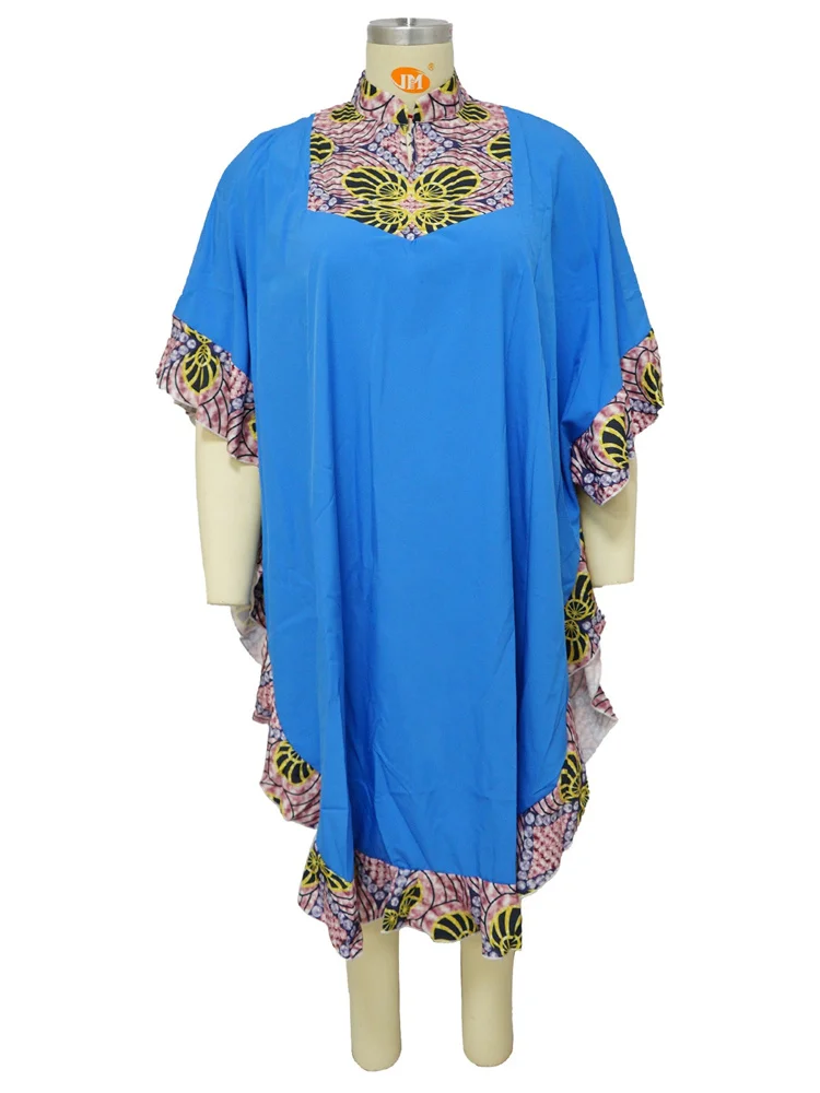 Wmstar Plus Size Dress Women Patchwork Africa Maxi Dress Outfits Formal V Neck Loose Floral Print Elegant Wholesale Dropshipping