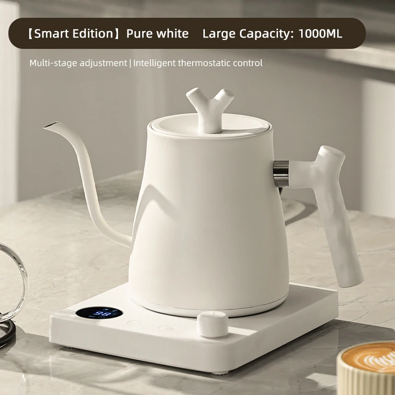 1000ml Gooseneck Electric Kettle 304 Stainless Steel Coffee Pot Smart Temperature Controlled Kettle LED Display for Coffee Tea