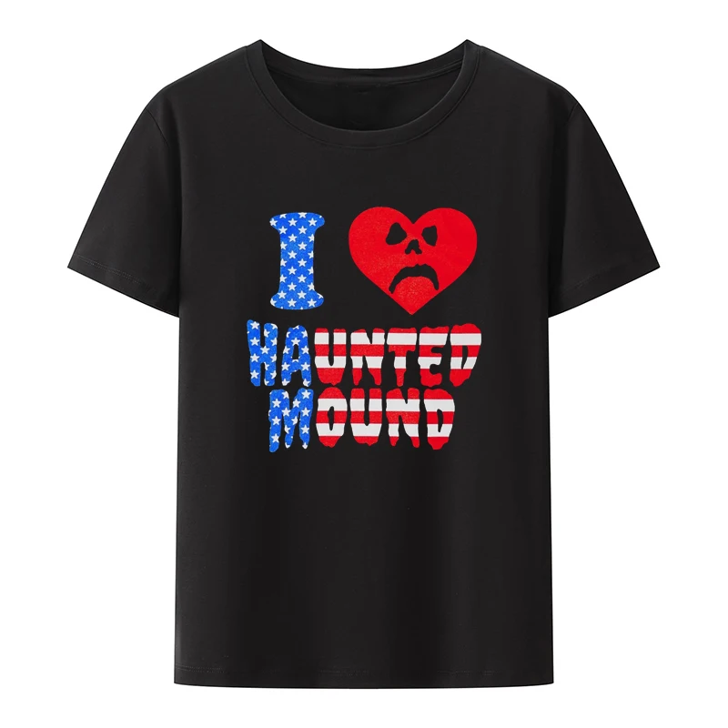 

Sematary I Love Haunted Mound Popular Trend Heart Shape Cotton T-Shirt Unisex Short Sleeve Graphic Halloween Casual Tee Tops