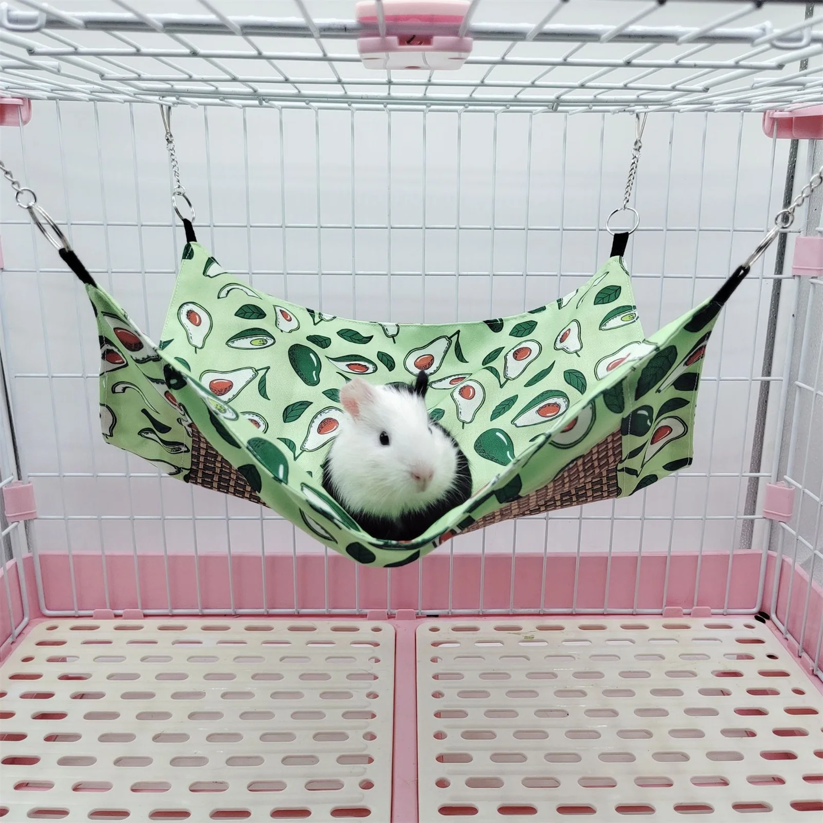 

Pet Cage Hammock Cane Woven Sleepy Bed for Guinea Pig Hamster Gerbil Kittens Detachable Rings Mats Adjustable Cat Hammocks