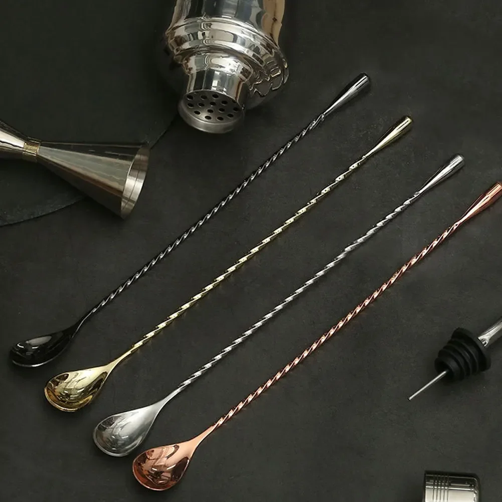 Cocktail Stirrers Cocktail Spoon Stainless Steel Barman Kit Accessories Whisky Shaker Kitchen 30cm Long Handle
