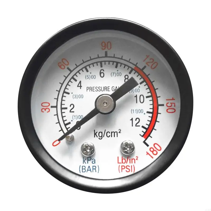 Small Pressure Gauge with Dual Scale 1/8" Thread Back Mount for Air Compressor Hydraulic Fluid 0-12Bar / 0-180PSI