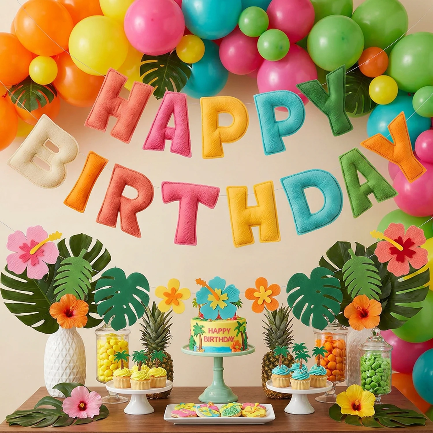 Tropical Felt Banner Garland 4