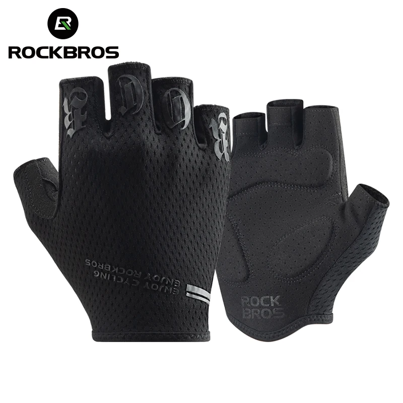 ROCKBROS Sports Half Finger Gloves Cycling Gloves Sport Gloves Half Finger Anti-Slip Anti-sweat Anti Shock MTB Road Bike Gloves High Elasticity Fitness Fishing