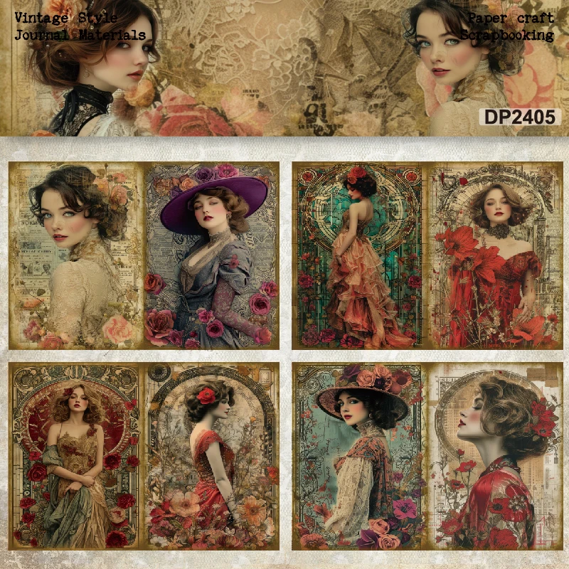 Panalisacraft 빈티지 스타일 스크랩북 패턴 종이, 멋진 카드 팩, 가벼운 무게추 공예 종이 카드, A5 사이즈, 8 매