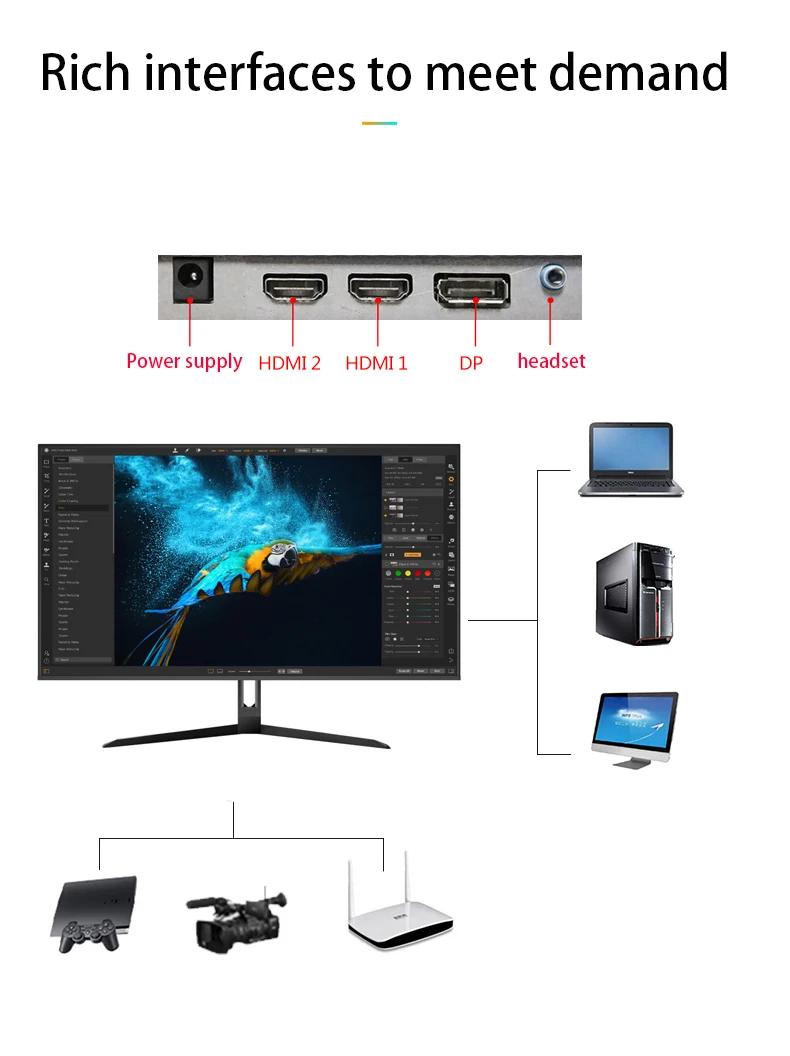 27 inch 4k Monitors Gamer LCD HD Gaming Monitors PC HDMI/DP Monitors 2K Flat Panel Displays Computer Monitor for Desktop 60hz