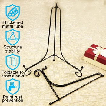 1pc Black Iron DIY Craft Bracket Book Holder Photo Pedestal Bowl Picture Frame Plate Rack Display Stand Easel Storage Holders 2