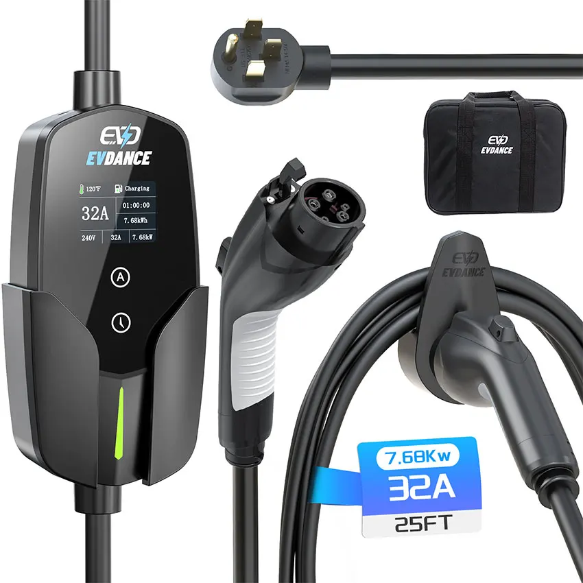 

7.6KW Type1 Level 2 Portable EV Charger 7KW 32A Type 1 Plug Charge 32 Amp 7.4KW Charging Station For All EV Models With 5m Cable