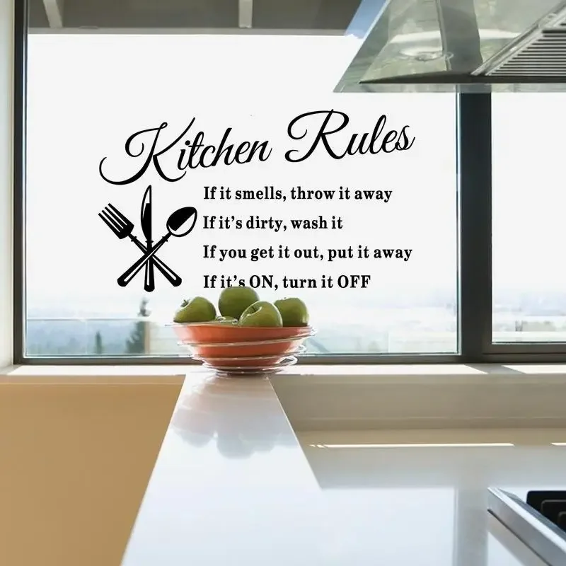 Kitchen Rules Quote Wall Stickers Home Decor DIY Vinyl Art Mural Decal Removable