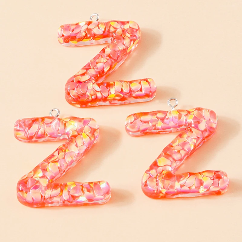 Leslie 5 Stück bunte transparente Alphabet-Anhänger aus Kunstharz, Buchstaben A~Z, für Schlüsselanhänger, Armband, Halskette, DIY-Schmuckherstellung – Detail 28