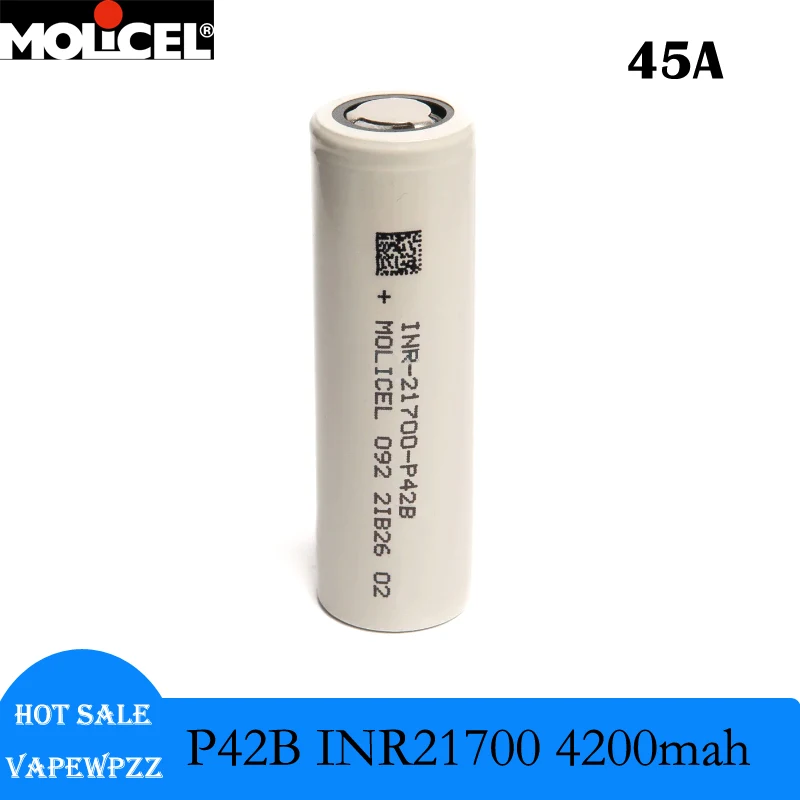 10 Pz/Lotto Originale Molicel Inr21700-P42B Batteria 3.6V 4200Mah Batterie Ricaricabili 45A Inr21700 Celle A Bassa Resistenza Moli P42B