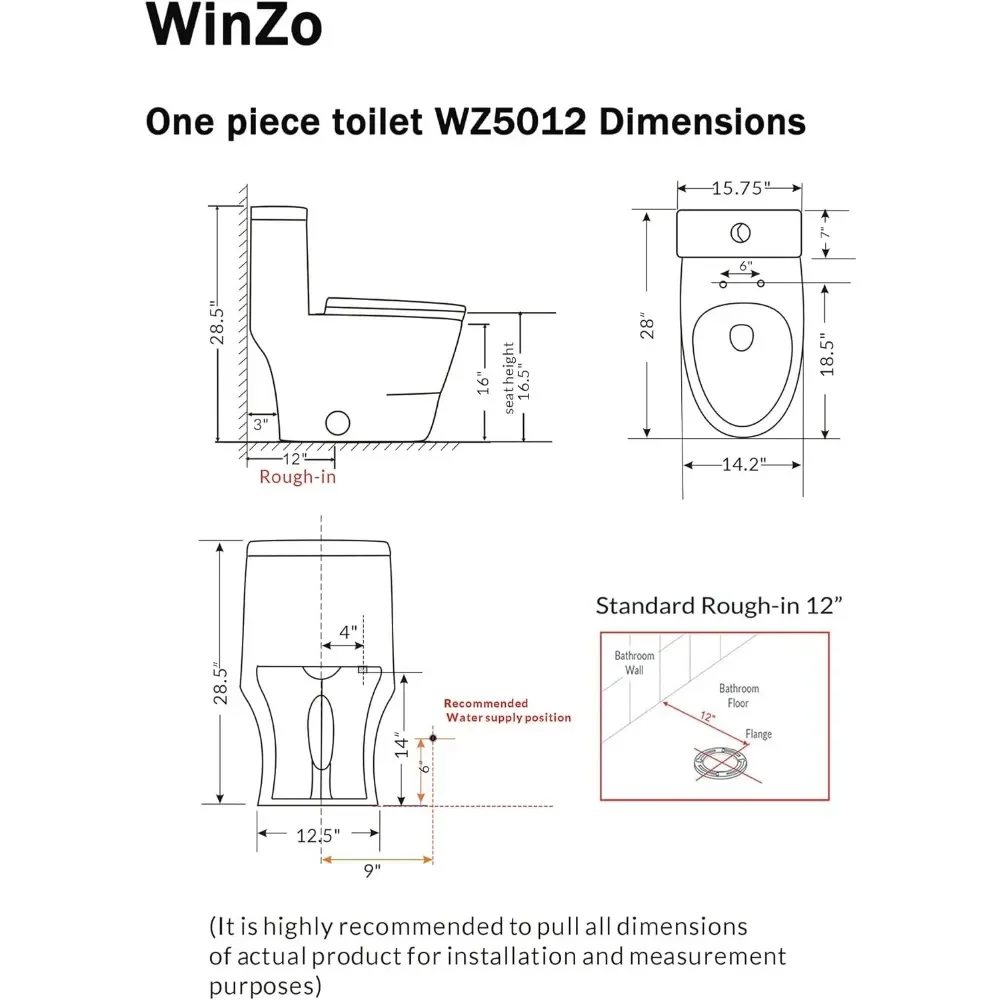 Elongated One Piece Toilet With Dual Flush Modern Sleek Design White Soft Closing Seat With Quick Release Hinges Toilets Parts