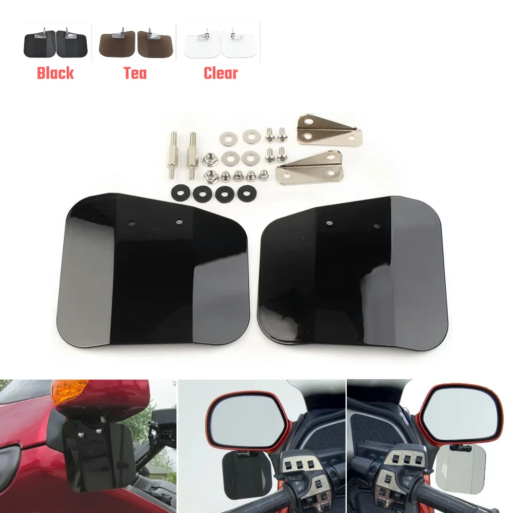 Black Air Wing Deflector Windshield Mirror Mount For Honda GL1800 2001
