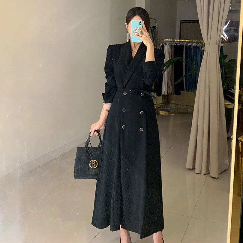 

2023 Vintage Suit Dress Elegant Spring White Dresses For Women Casual Clothes Long Sleeve Strap Midi Dress Lolita Harajuku Robe
