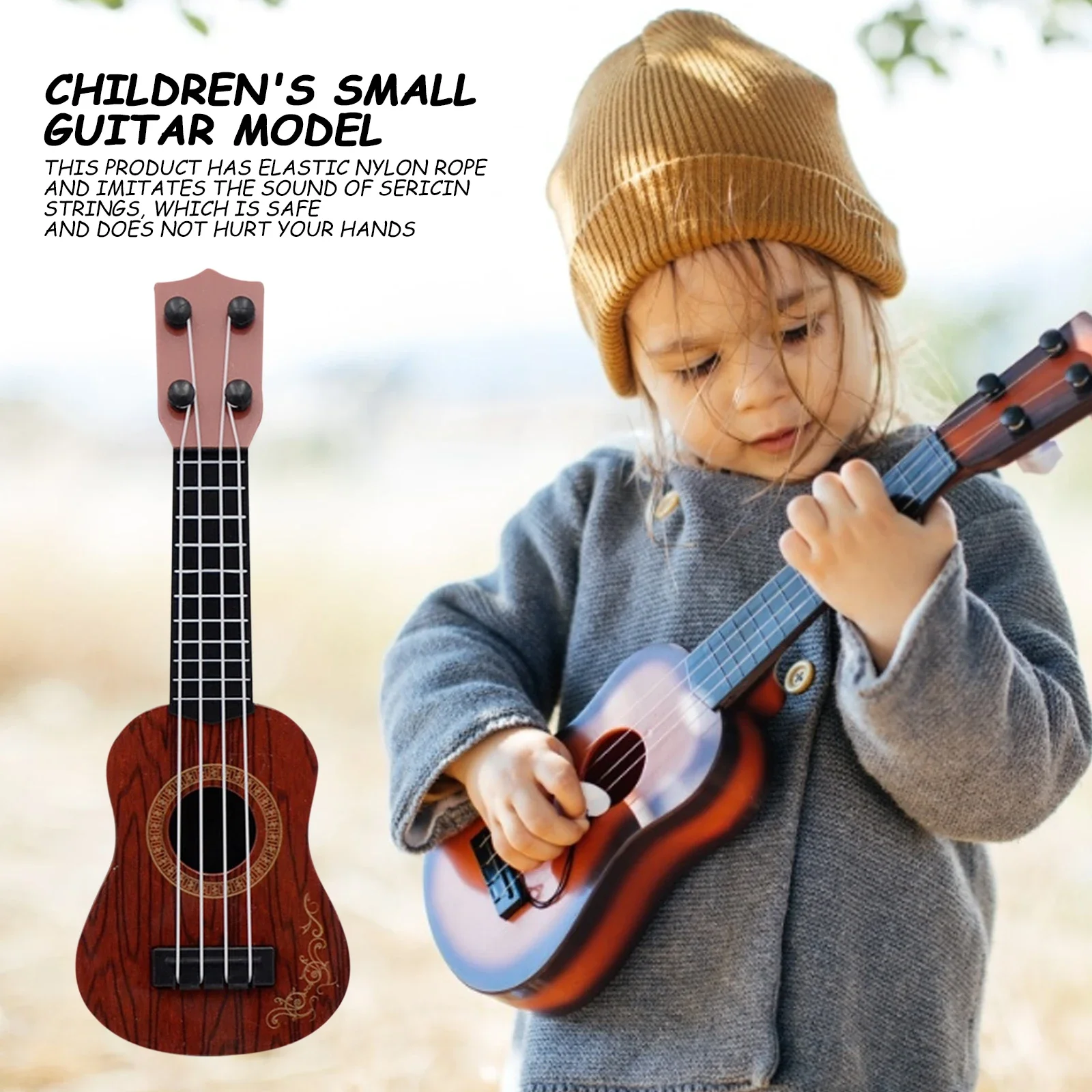 Kids Classical Ukulele Guitar Toy Lightweight Early Education Small Guitar Party Supplies Adjustable for Children Holiday Gifts