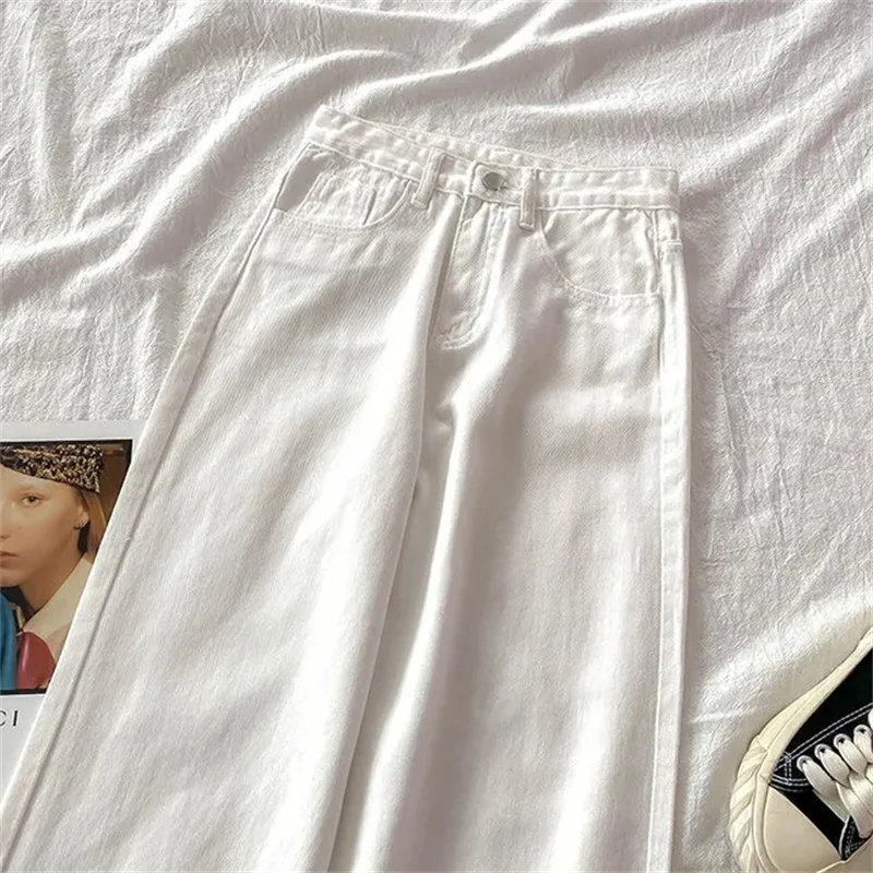 2025 Fashion Jeans Women White Black High-waist Straight Pants Spring Summer Denim Casual Trousers Lady Loose Wide-leg Jeans 3