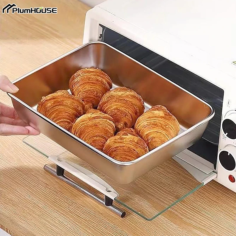 Stainless Steel Square Plate With Lid Rectangular Food Storage Pan Commercial Dish Tray Large Refreshing Lunch Box Container storage box storage tray kitchen tray