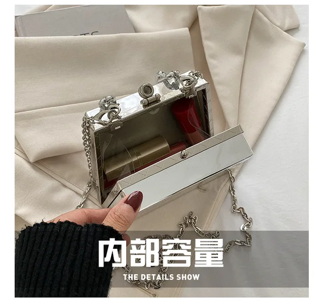 Gold Silver Vintage Mirror Handbag For Women Shoulder Bag Design Evening  Clutch Diomand Chain Crossbody Bag Mini Purse Pvc Box - AliExpress