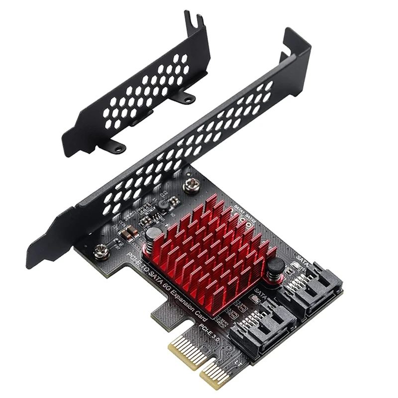 

NEW-Pcie To 2 Ports SATA 3.0 6 Gbps SSD Adapter PCI-E PCI Express X1 Controller Board Expansion Card Support X4 X6 X8 X16