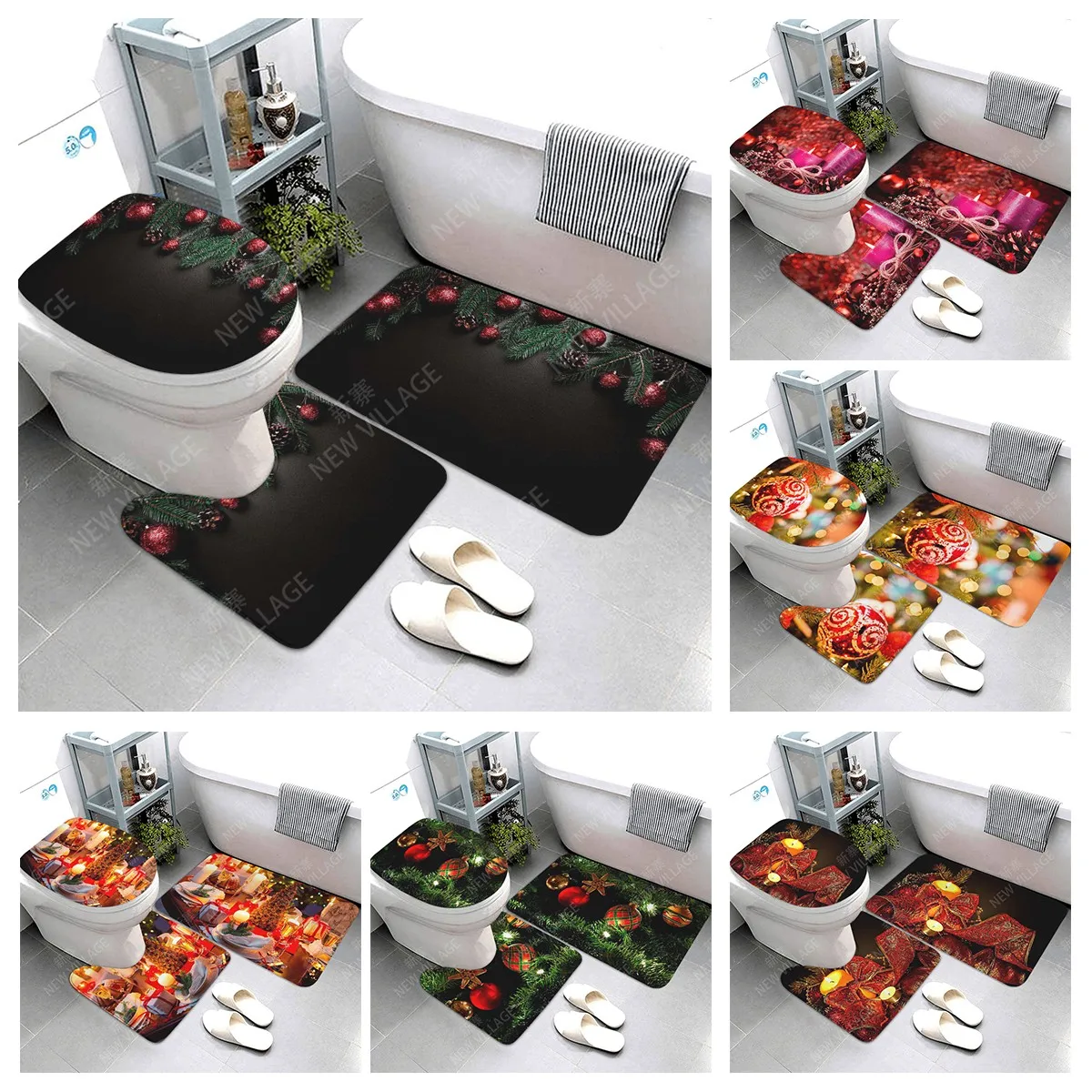 

home bathroom floor mats Christmas decorations Bath Foot mat modern bathroom accessories rug Toilet mat Bathtub anti-slip carpet