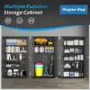 Lockable Storage Cabinet, 71" Garage Storage Cabinets with Lock, Black Metal Cabinet with 2 Doors and 4 Adjustable Shelves 6