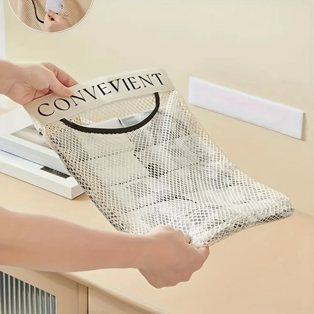 1Pc Wall Mounted Plastic Bag Organizer,Reusable,Household Miscellaneous Net Bag,Garbage Bag Ideal for Kitchen Organization 2