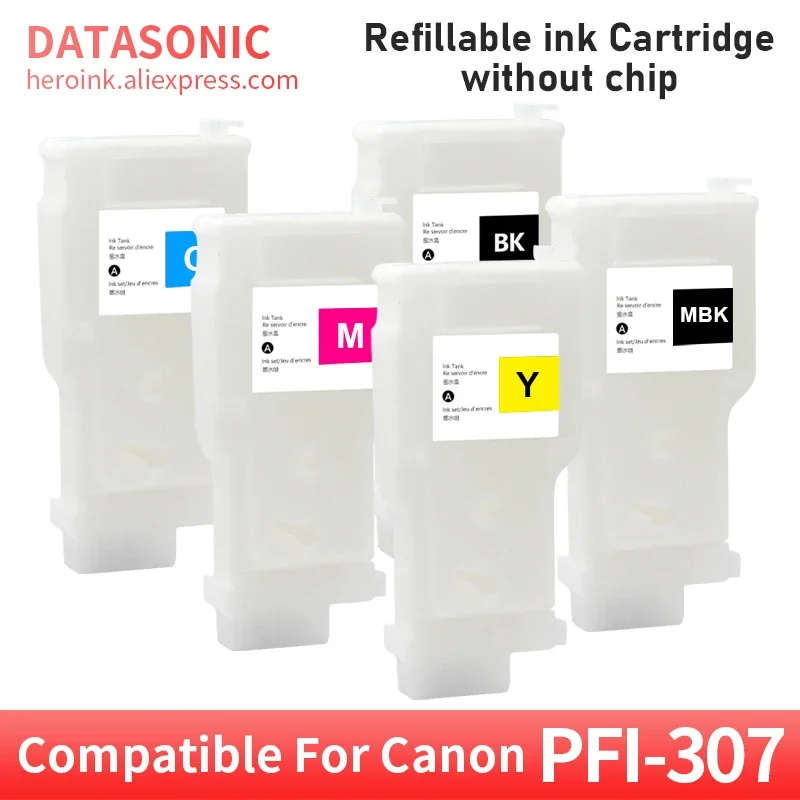 

5Color PFI-307 PFI307 PFI 307 Compatible for Canon Refillable Ink Cartridge for Canon iPF830 iPF840 iPF850 printer without chip