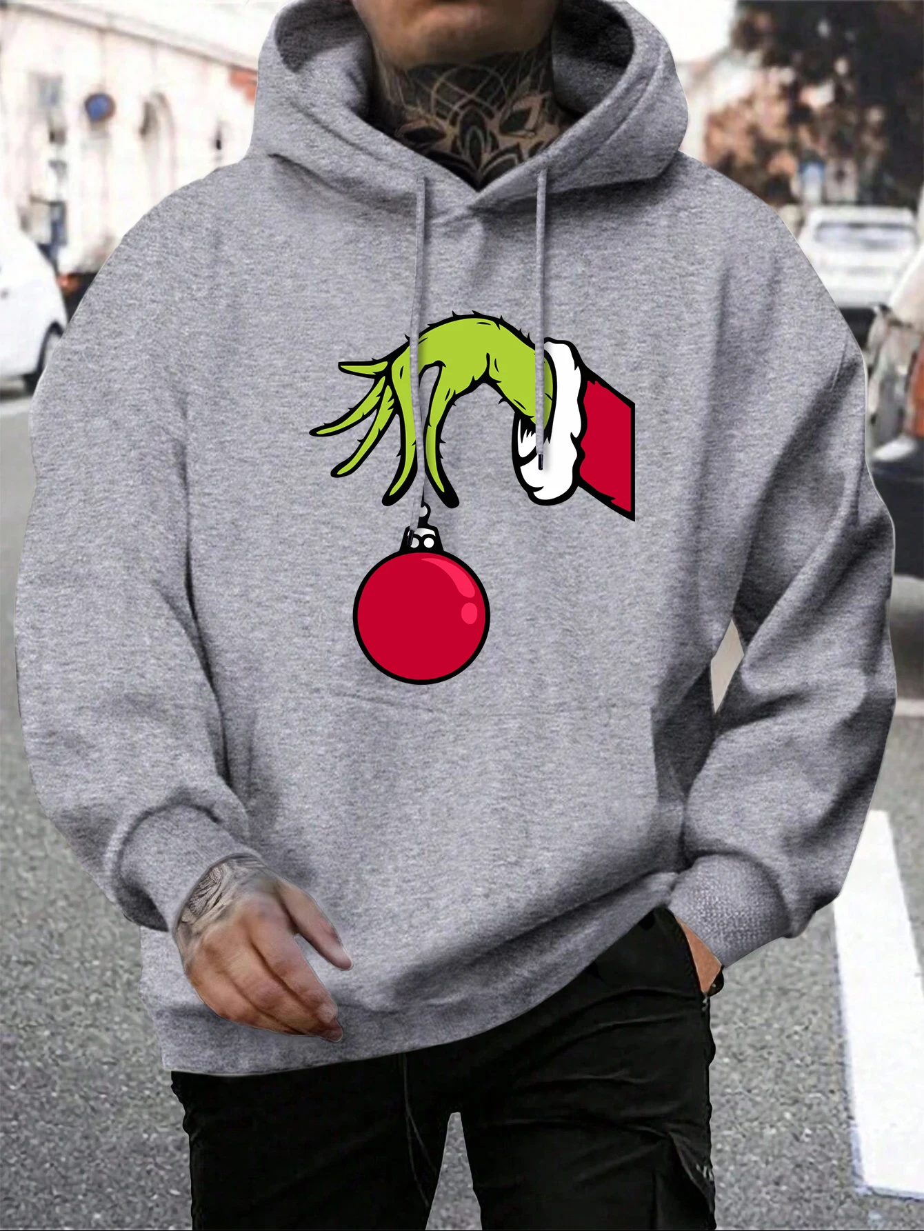 Grünhaarige Monster erhalten Weihnachtsgeschenke Hoodie Mann Grinch Hoodies warme Fleece Pelz-Liner Männer Hoody Casual Pullover – Detail 10