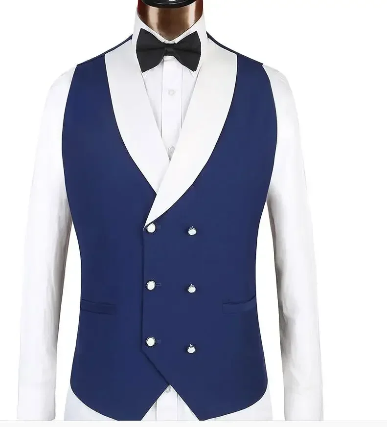 2024 Tailored Blue Suit Men Groom Wedding Suits Slim Fit 3 Piece Tuxedo Prom Custom Blazer Sets Jacket Pants Vest Costume Homme