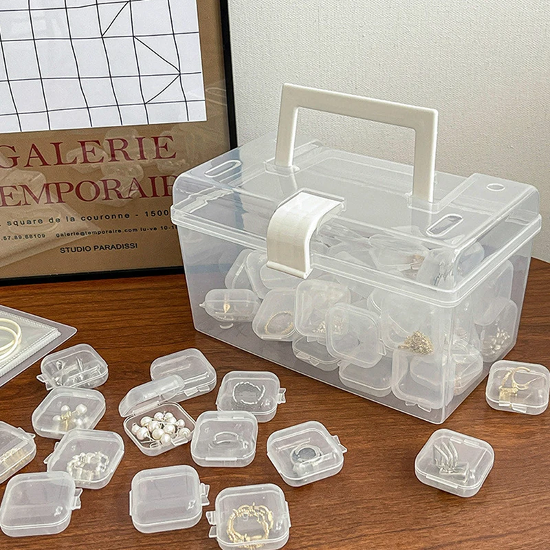 10PCS/set Mini Storage Box Transparent Square Plastic Box Earrings Jewelry  Packaging Storage Small Square Box Jewelry Organizer