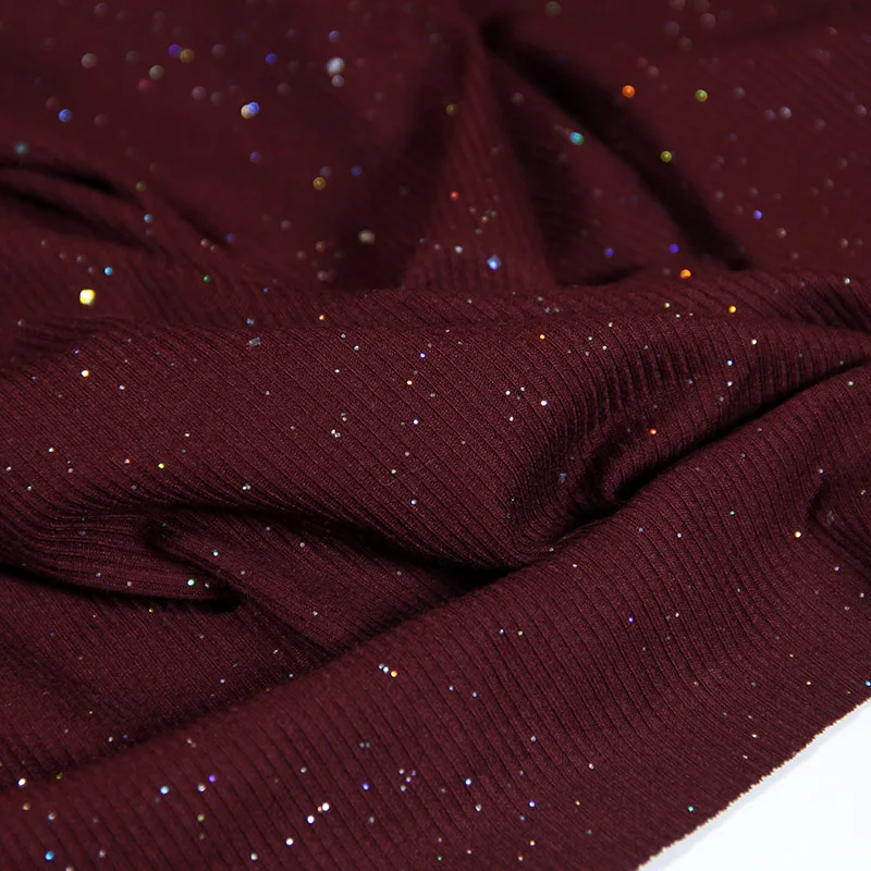 Spring 2 * 2 Pit Strip Knitted Elastic Cotton Clothing Fabric Bottoming Shirt Dress Cloth Fashion Fabrics Black Burgundy Coffee