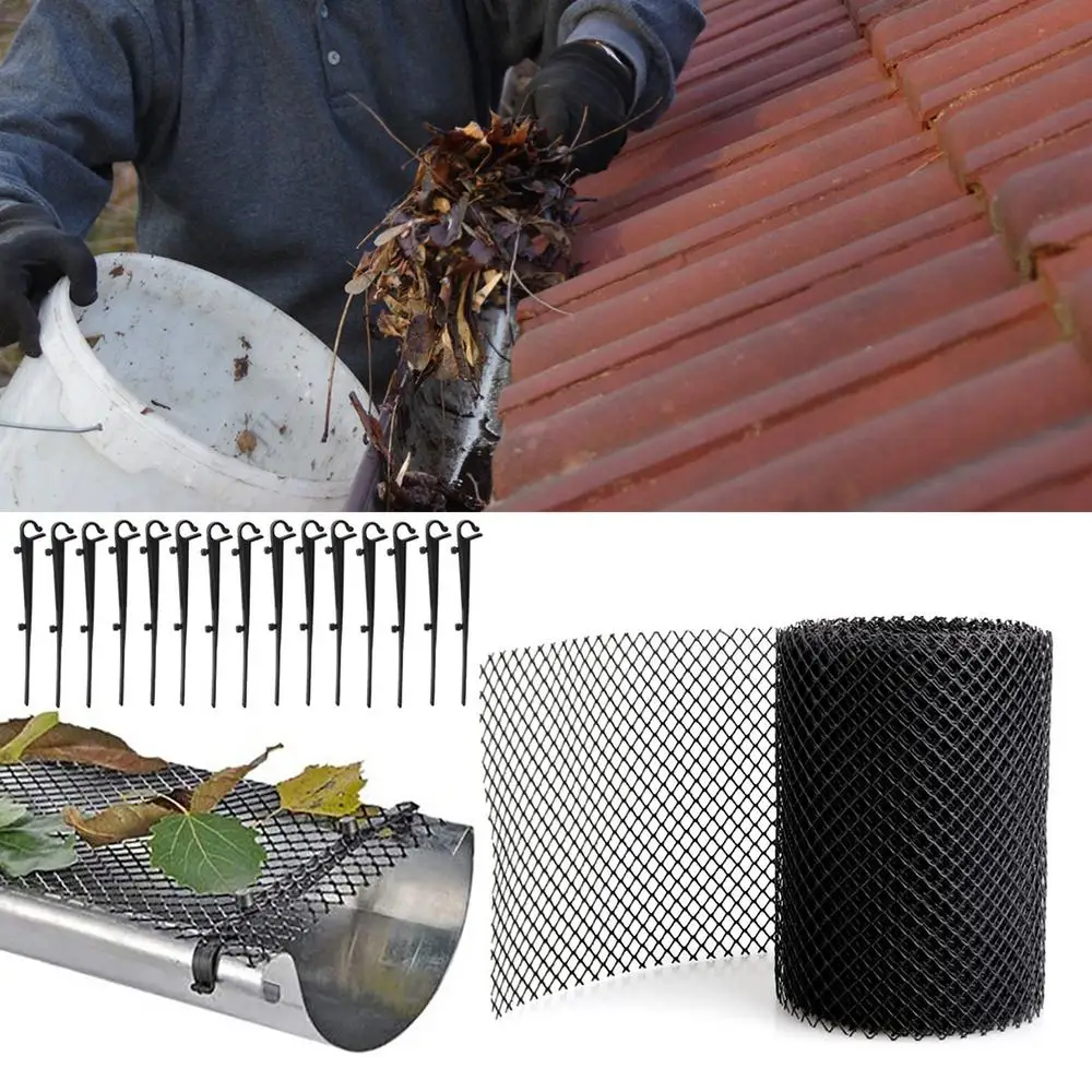 Anti Clogging Mesh Cover Stakes Balcony Easy Install Flexible Drain Reduce Overflow Cleaning Tool 15cm&times;6m