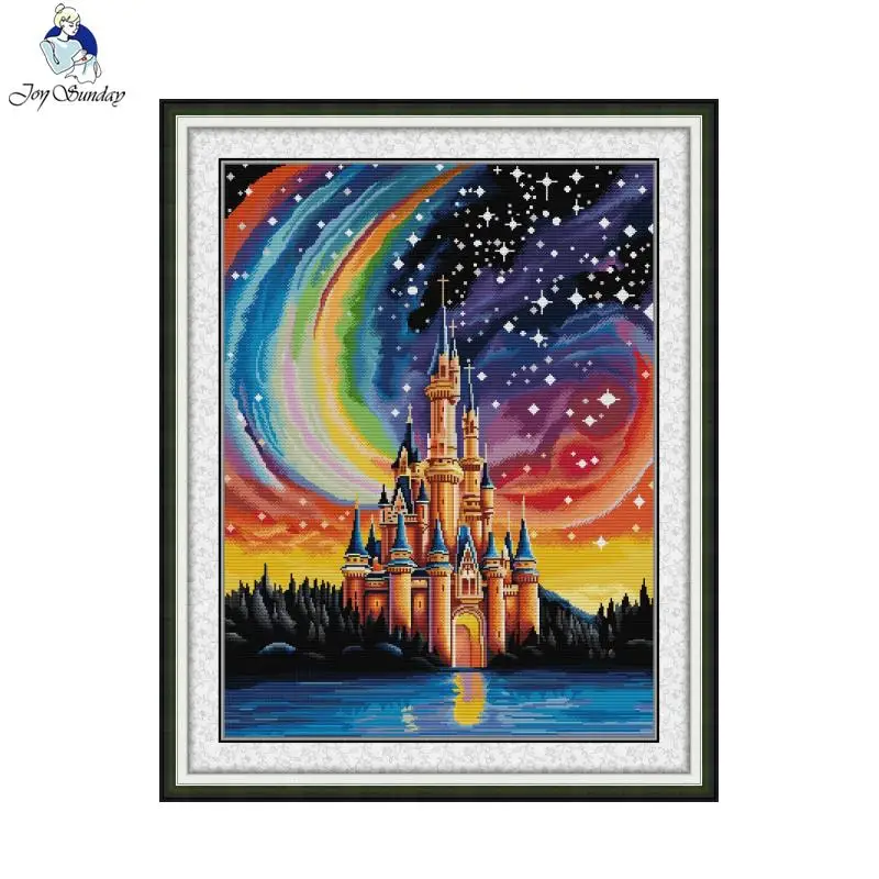

Набор для вышивки крестиком с изображением звездного замка Joy Sunday Aida 16CT 14CT 11CT, Набор для вышивки на холсте с напечатанным рисунком