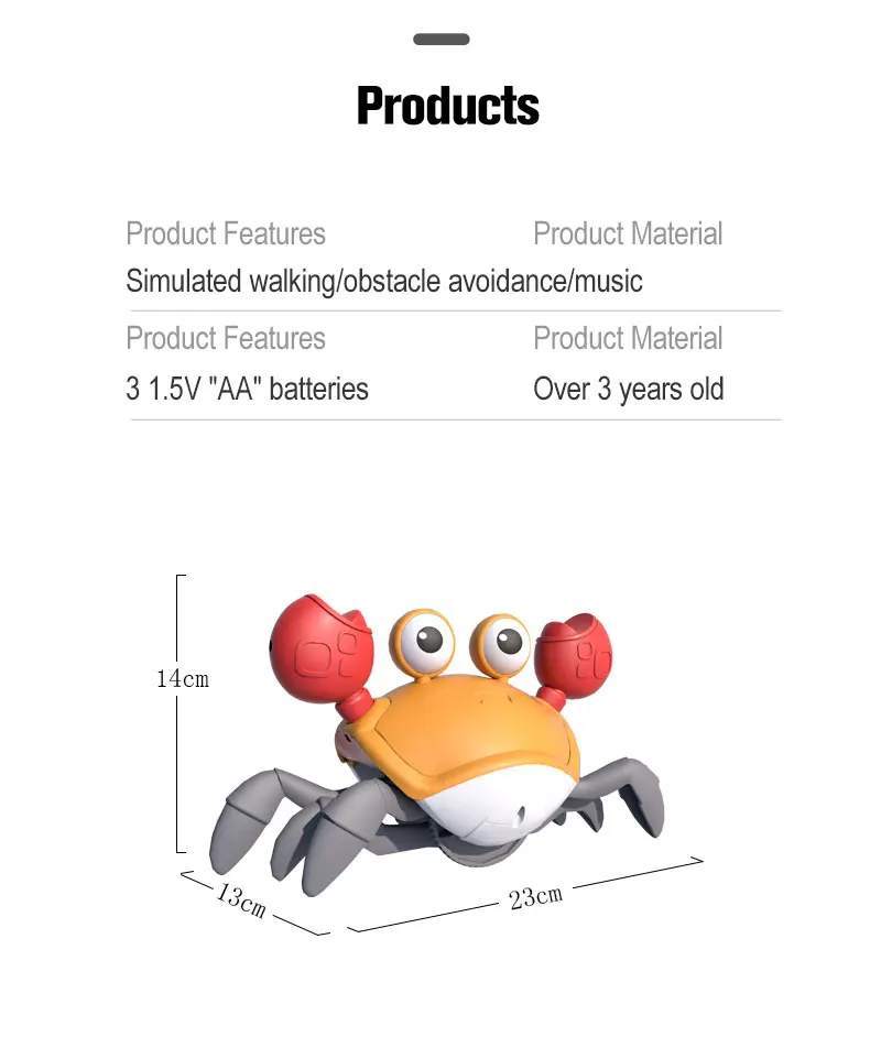 Crawling Crab Dancing Toy for Babies | Walking Dancing with Music Automatically Avoid Obstacles Toys