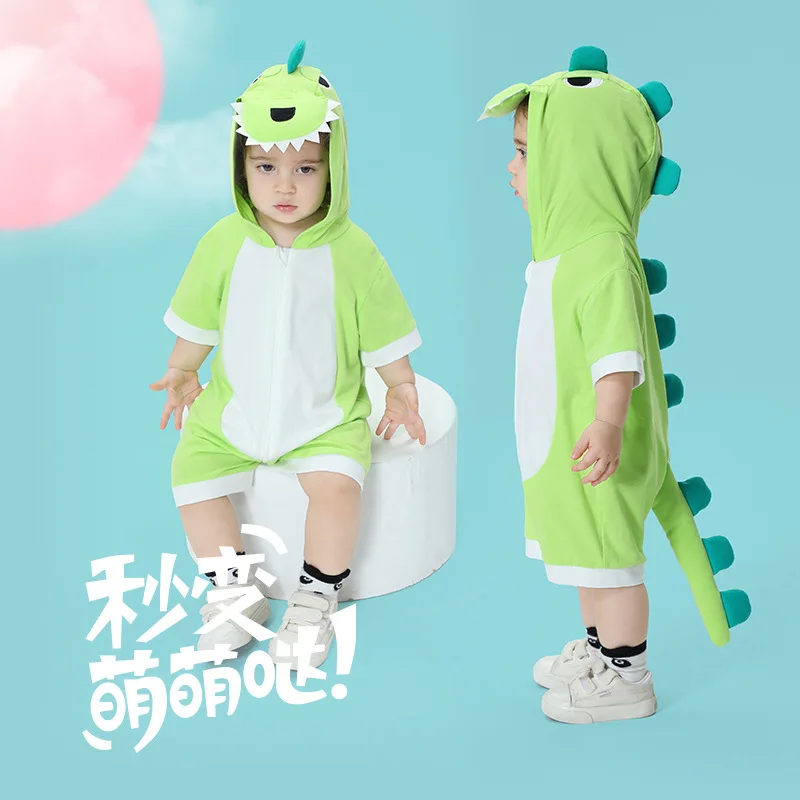 

Newborn Baby Clothes Boys Girl Kawaii Dinosaur Bodysuit Summer Infant Hooded Five Colors Short Romper Onesie Baby Jumpsuits