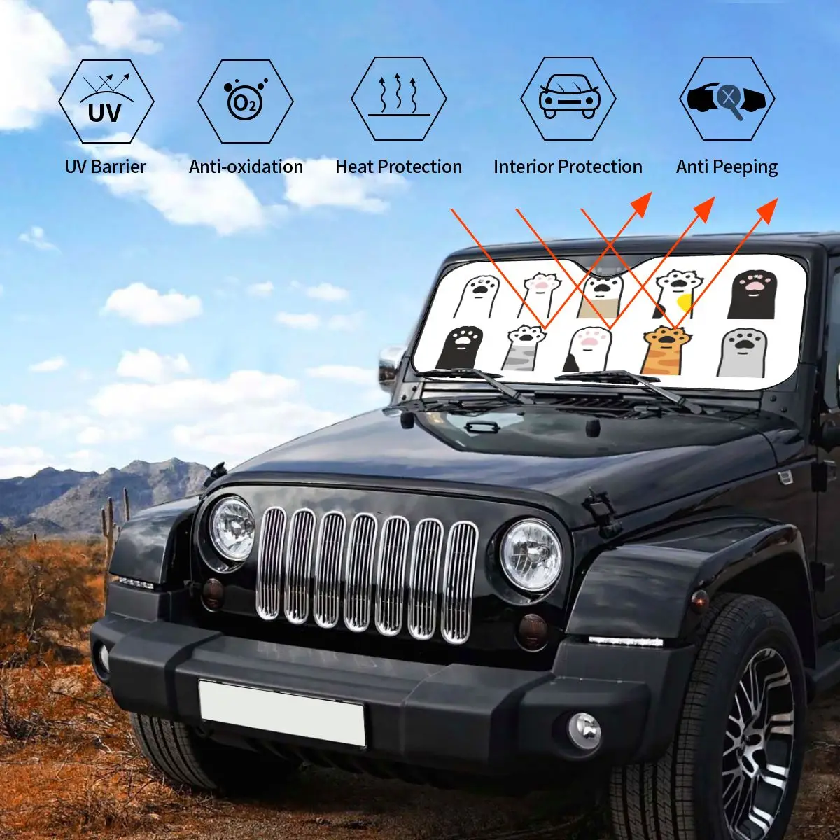 Car Sunshade windshield sunshade windshield sun shade Cute Cat Hand Fold-up Sunshade Windscreen 70x130cm Paw Foils Car Sunshade Sun Shade Protect